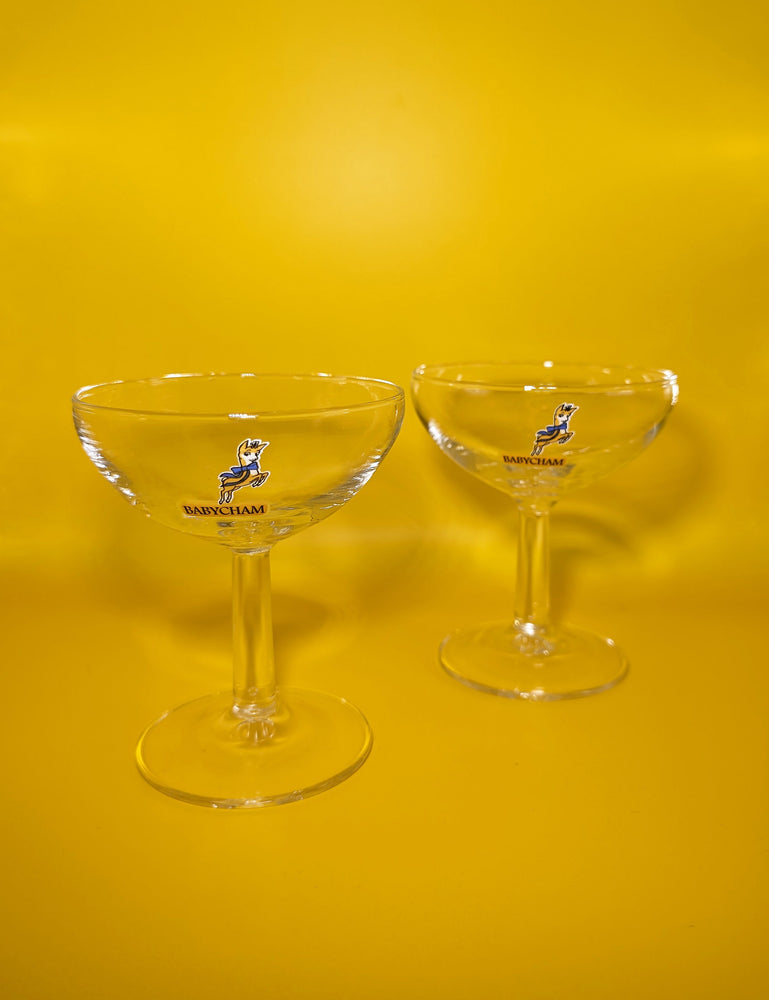 Pair of Vintage Babycham Coupe Glasses