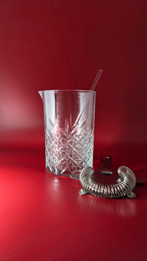 Timeless Mixing Glass With Hawthorne Strainer and Teardrop Stirrer
