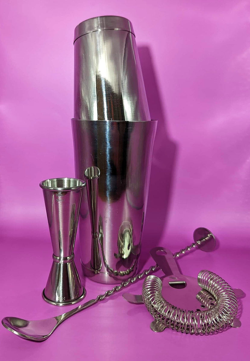 Silver Boston Cocktail Shaker, 800ml with Strainer