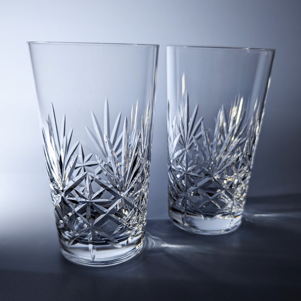 Pair of Vintage Edinburgh Crystal Duet Cut Highball Glasses