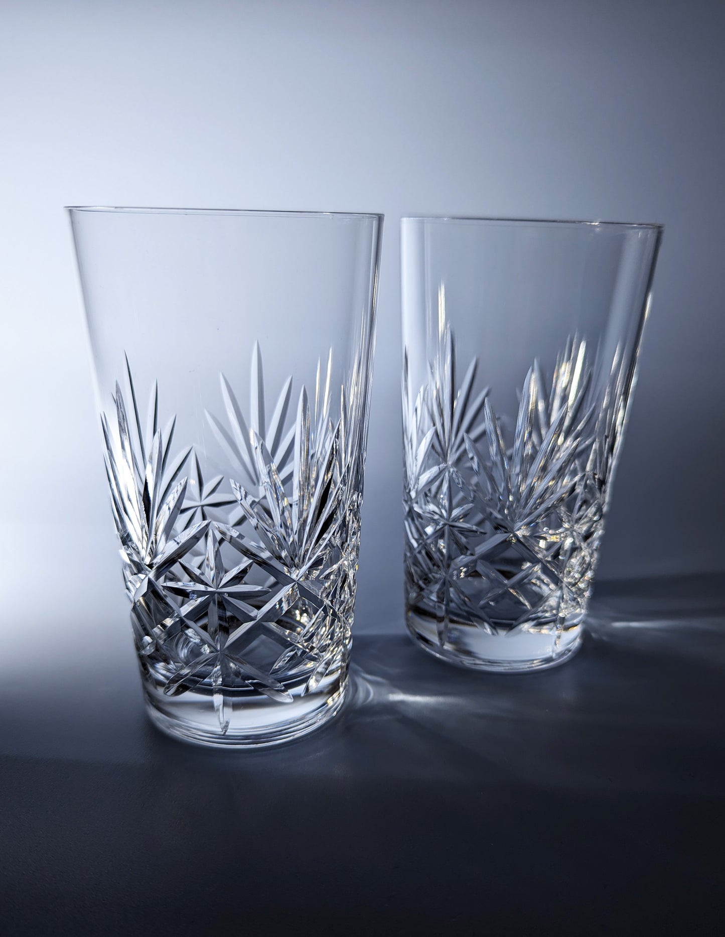 Pair of Vintage Edinburgh Crystal Duet Cut Highball Glasses