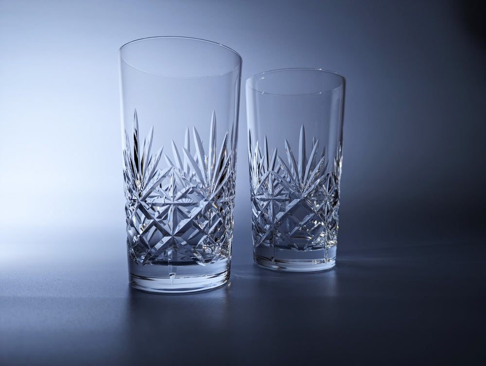Pair of Vintage Edinburgh Crystal Duet Cut Highball Glasses