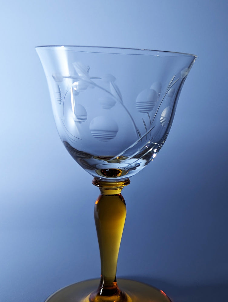 
            
                Load image into Gallery viewer, Pair of Vintage Amber Stemmed Liqueur Glasses
            
        