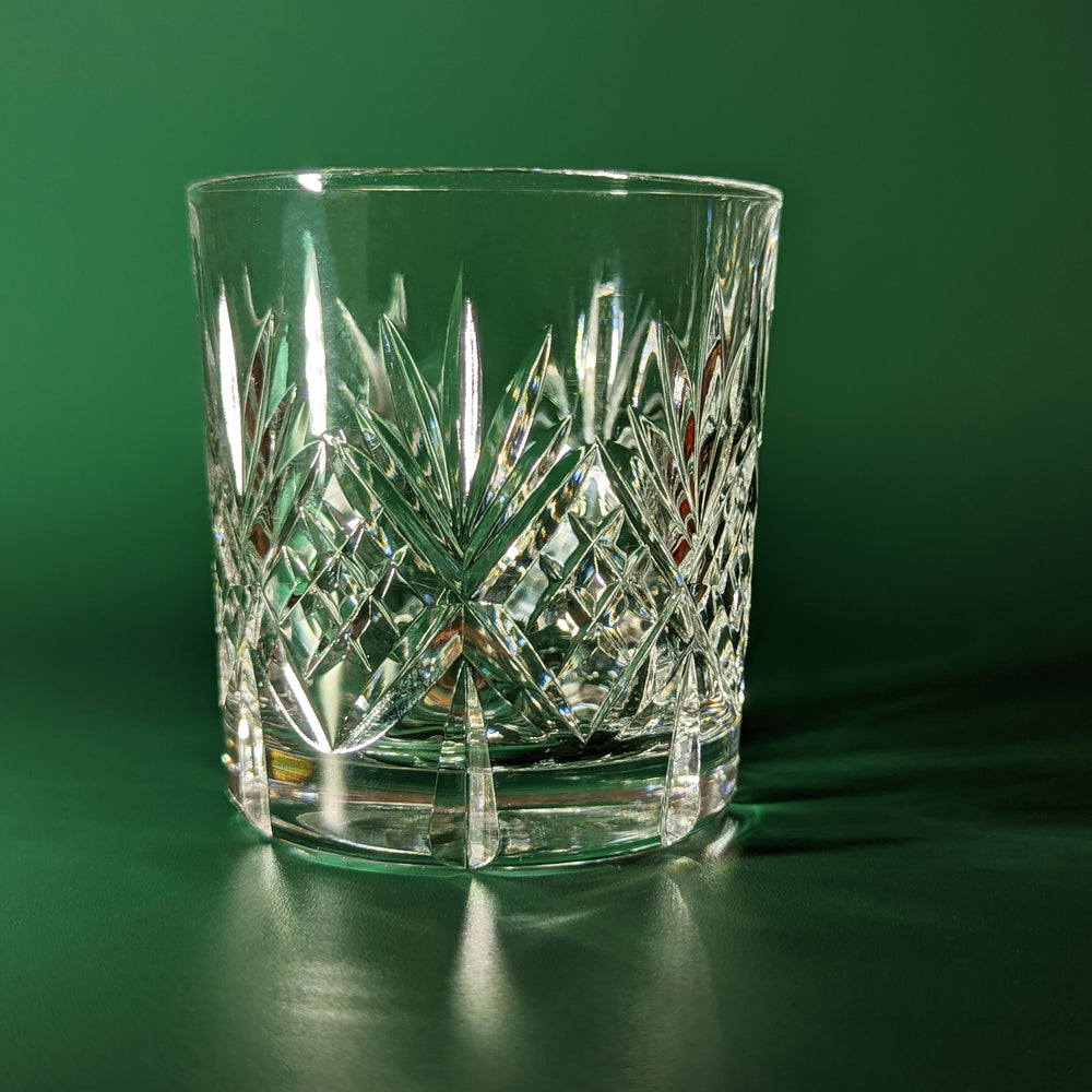 Pair of Vintage Diamond Cut Crystal Rocks Glasses