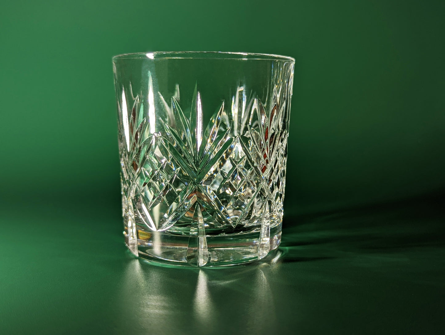 Pair of Vintage Diamond Cut Crystal Rocks Glasses