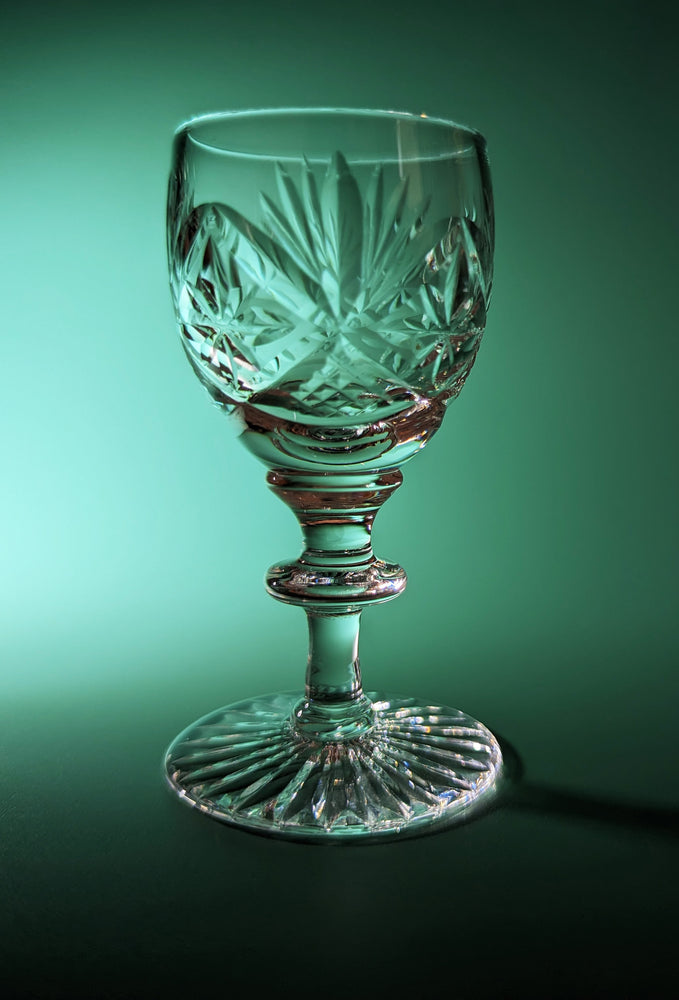 Pair of Vintage Webb Corbett Crystal Prince Regent Cut Liqueur Glasses