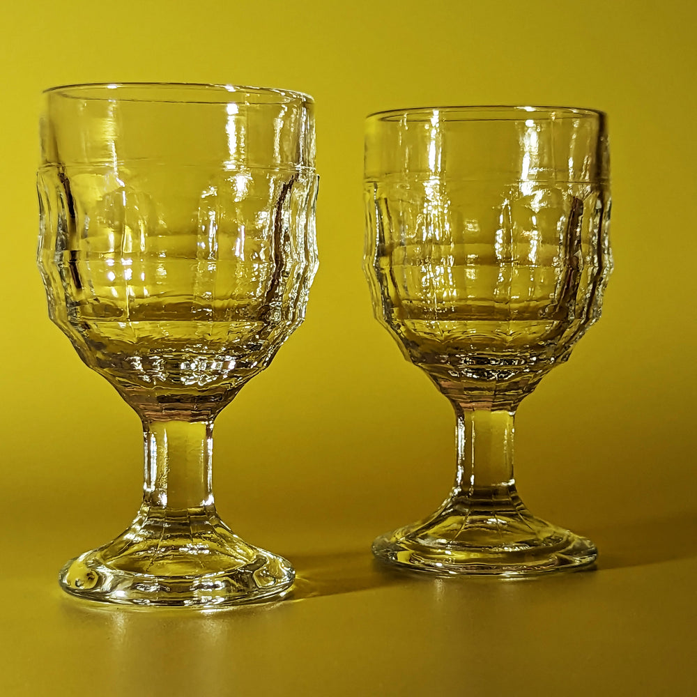 Set of Three Vintage Jacobean Style Liqueur Glasses