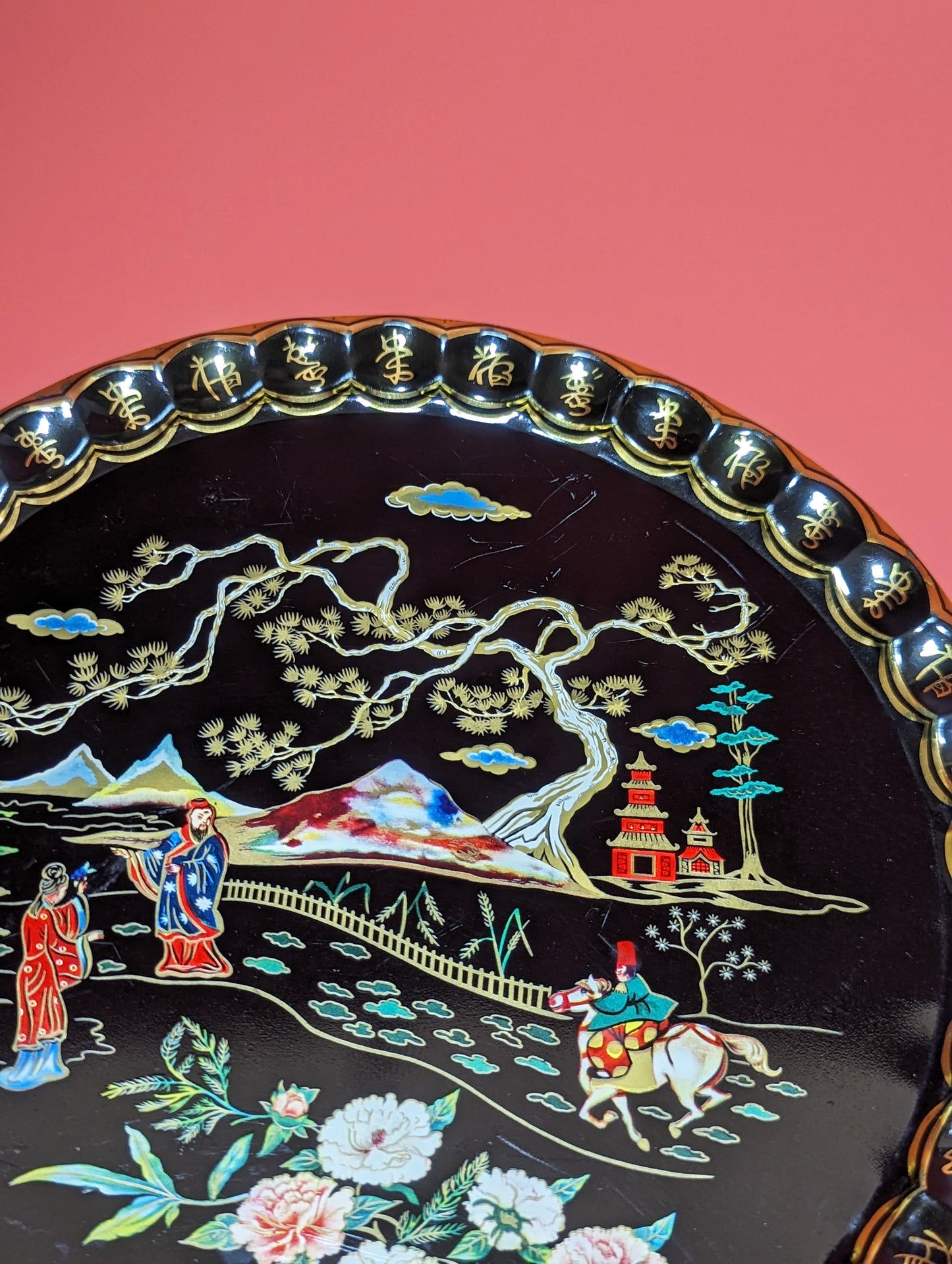 Vintage Chinese Garden Cocktail Tray