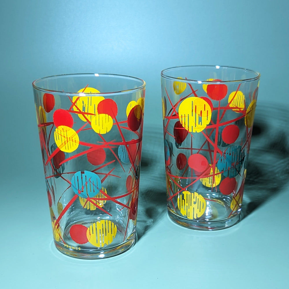 Pair of Vintage Mid-Century Polka Dot Tumblers