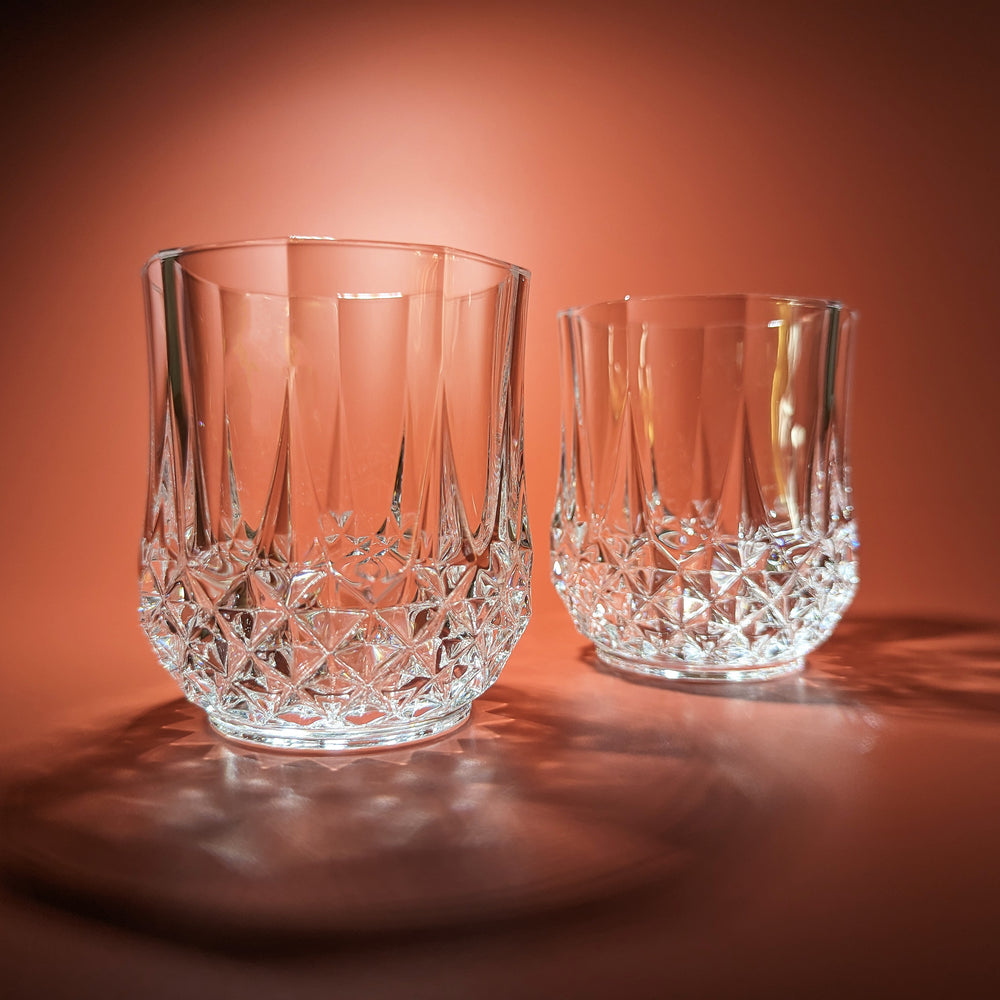 Pair of Fluted Cristal D'Arques-Durand Crystal Rocks Glasses