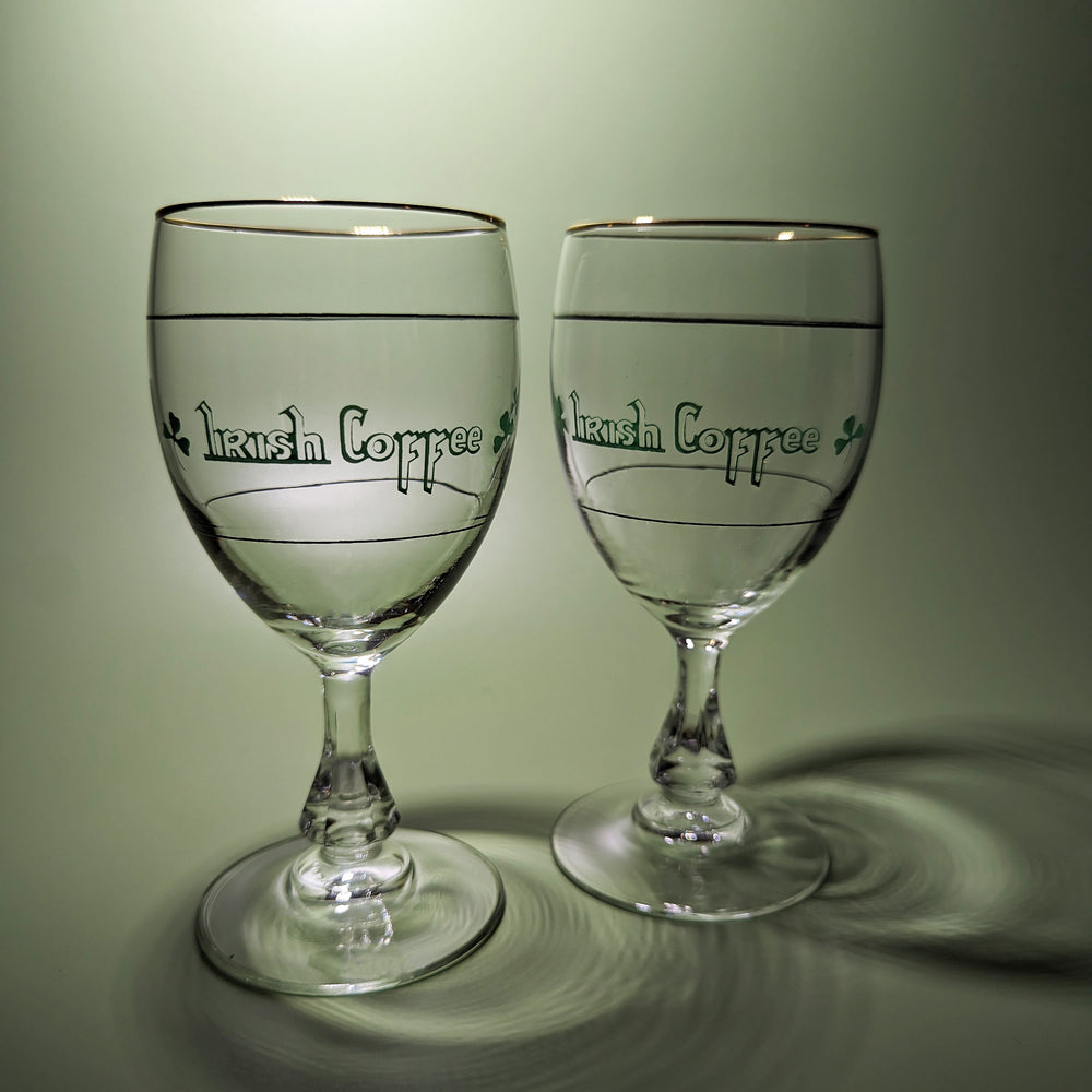 Pair of Vintage Irish Coffee Glasses with Shamrocks