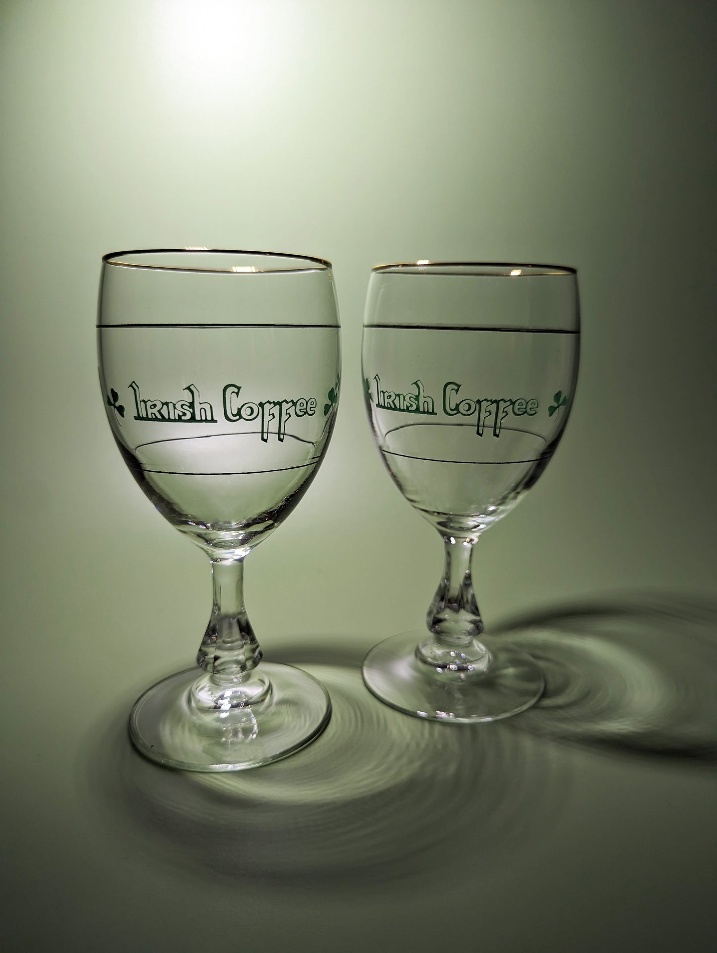 Pair of Vintage Irish Coffee Glasses with Shamrocks