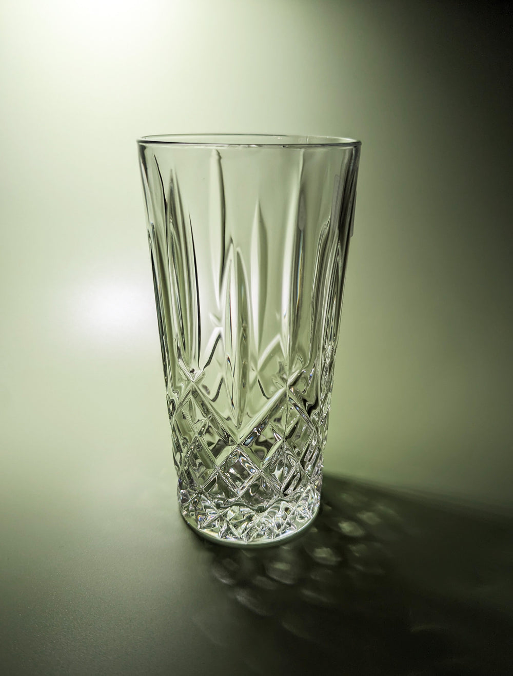 Pair of Diamond Cut Crystal Highball Glasses