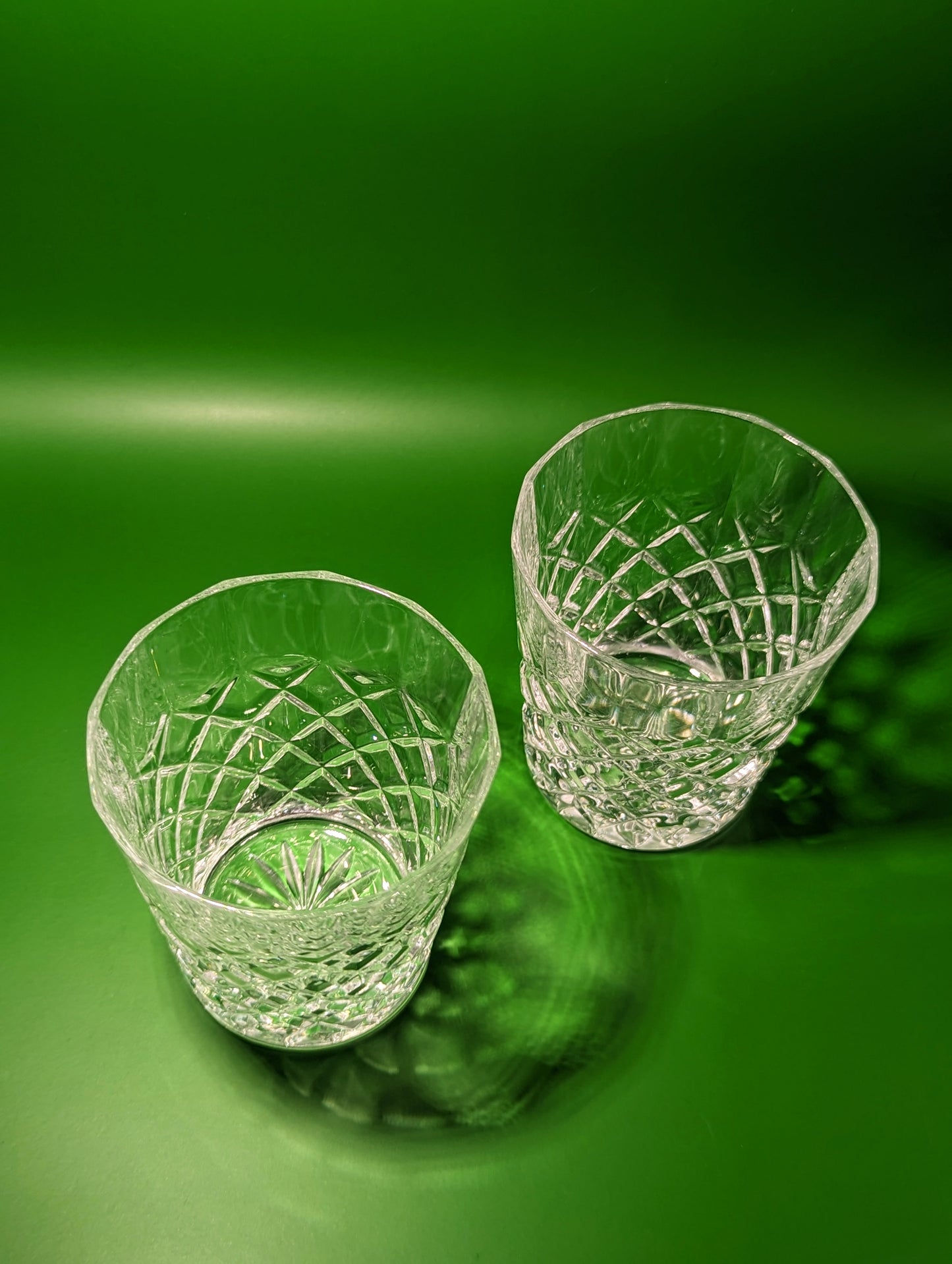 Pair of Crystal Diamond Cut Rocks Glasses