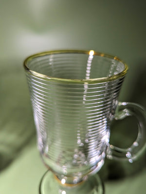 
            
                Load image into Gallery viewer, Pair of Vintage Gold Striped Hot Toddy Glasses
            
        