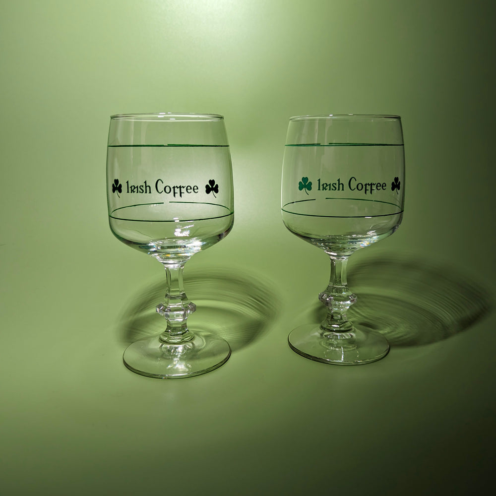 Pair of Vintage Irish Coffee Glasses with Shamrocks