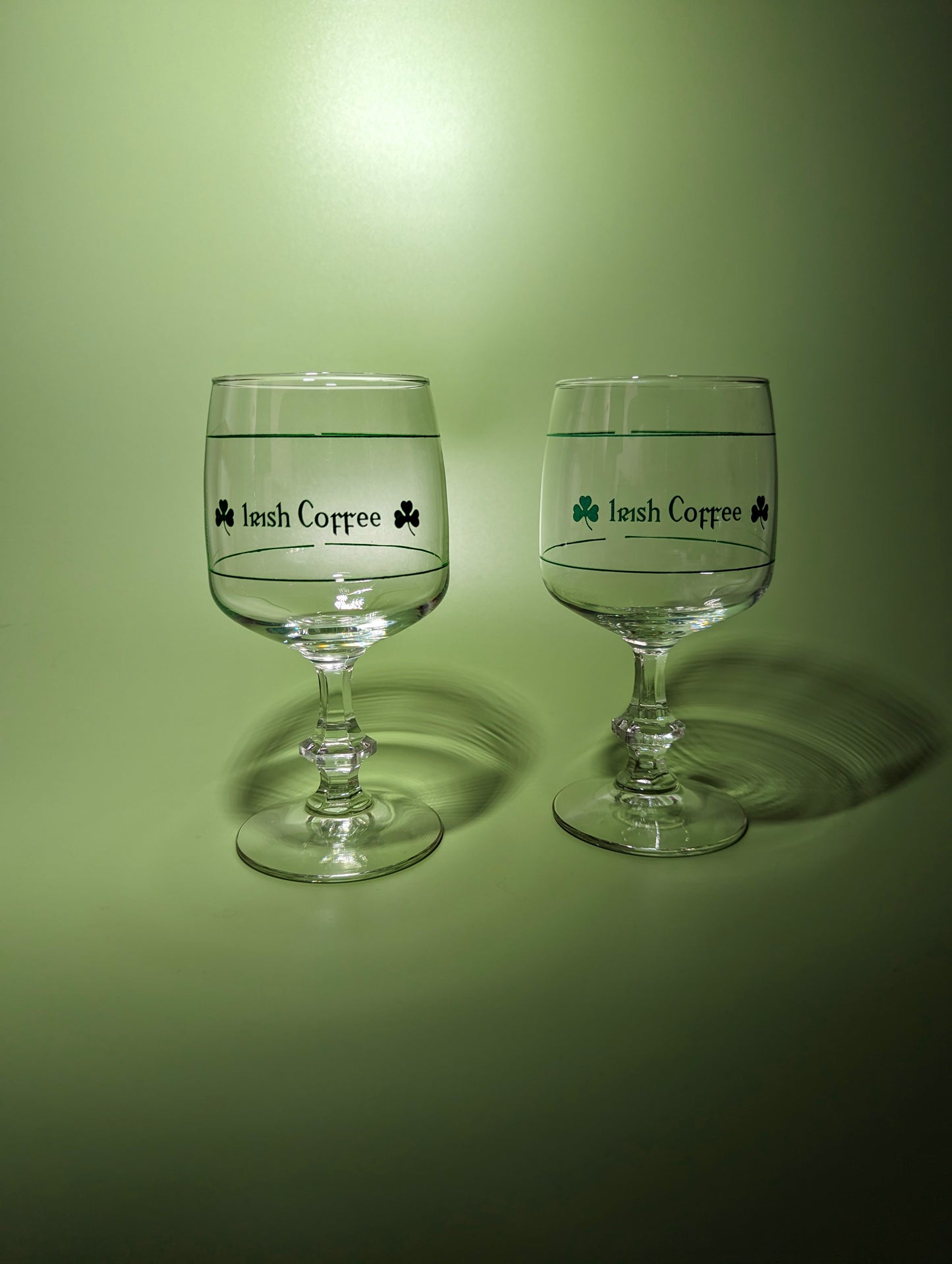 Pair of Vintage Irish Coffee Glasses with Shamrocks