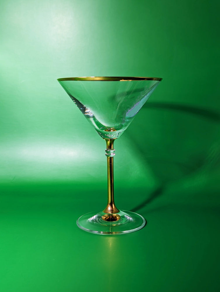 
            
                Load image into Gallery viewer, Vintage Gold Rimmed Vintage Martini Glass
            
        