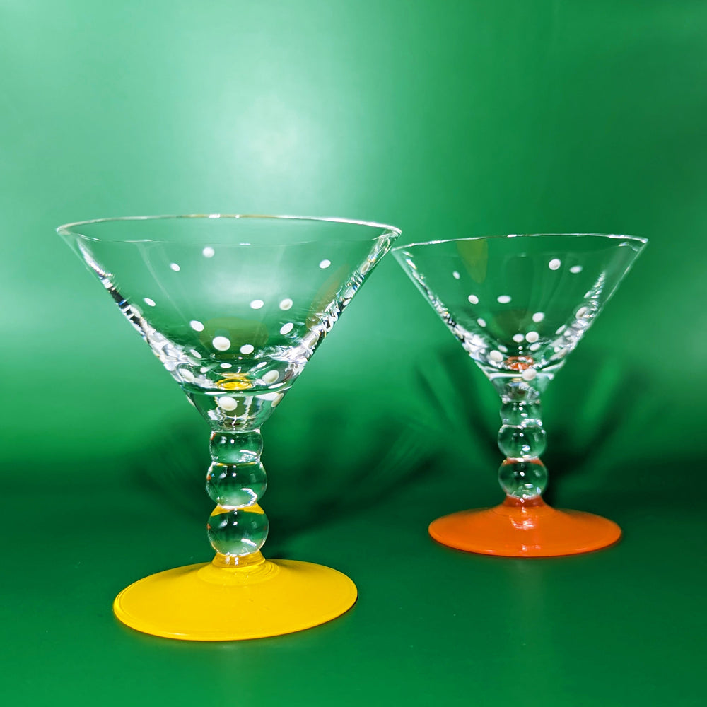 Orange and Yellow Mini Polka Dot Martini Glasses