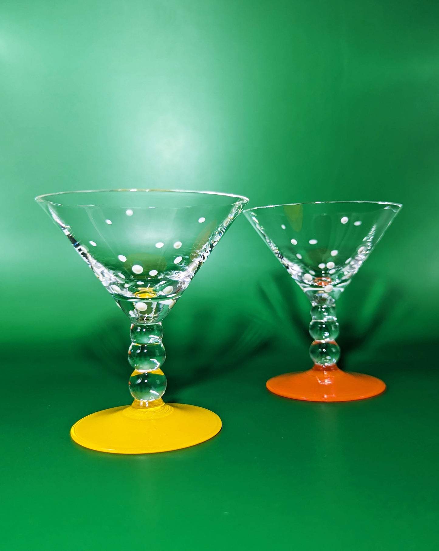 Orange and Yellow Mini Polka Dot Martini Glasses