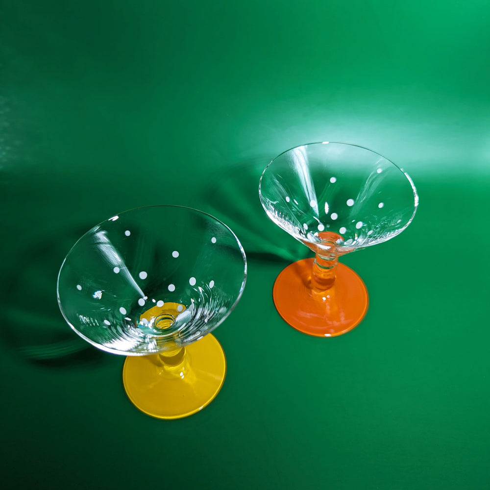 Orange and Yellow Mini Polka Dot Martini Glasses