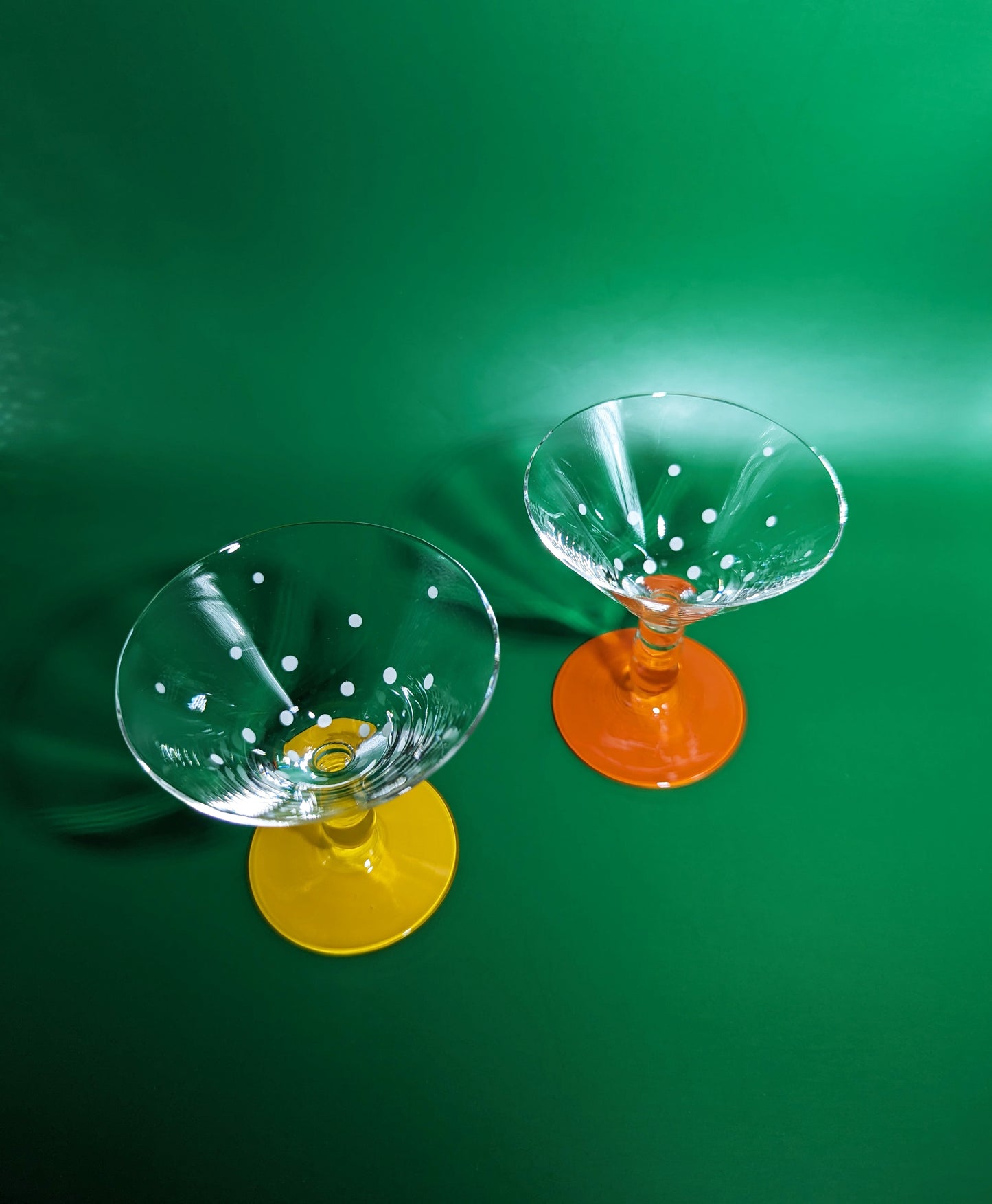 Orange and Yellow Mini Polka Dot Martini Glasses