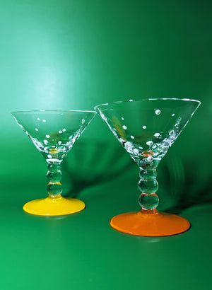 
            
                Load image into Gallery viewer, Orange and Yellow Mini Polka Dot Martini Glasses
            
        