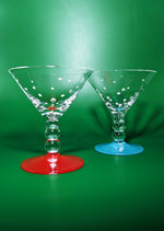 Red and Blue Mini Polka Dot Martini Glasses