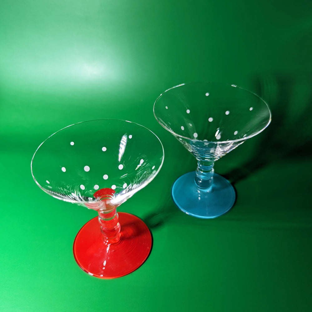 Red and Blue Mini Polka Dot Martini Glasses