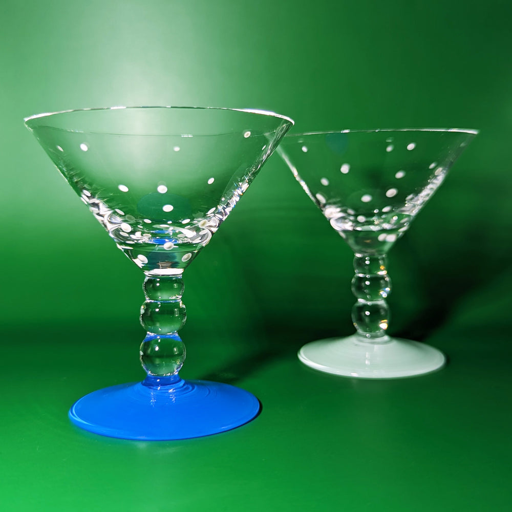 Blue and Pastel Mini Polka Dot Martini Glasses