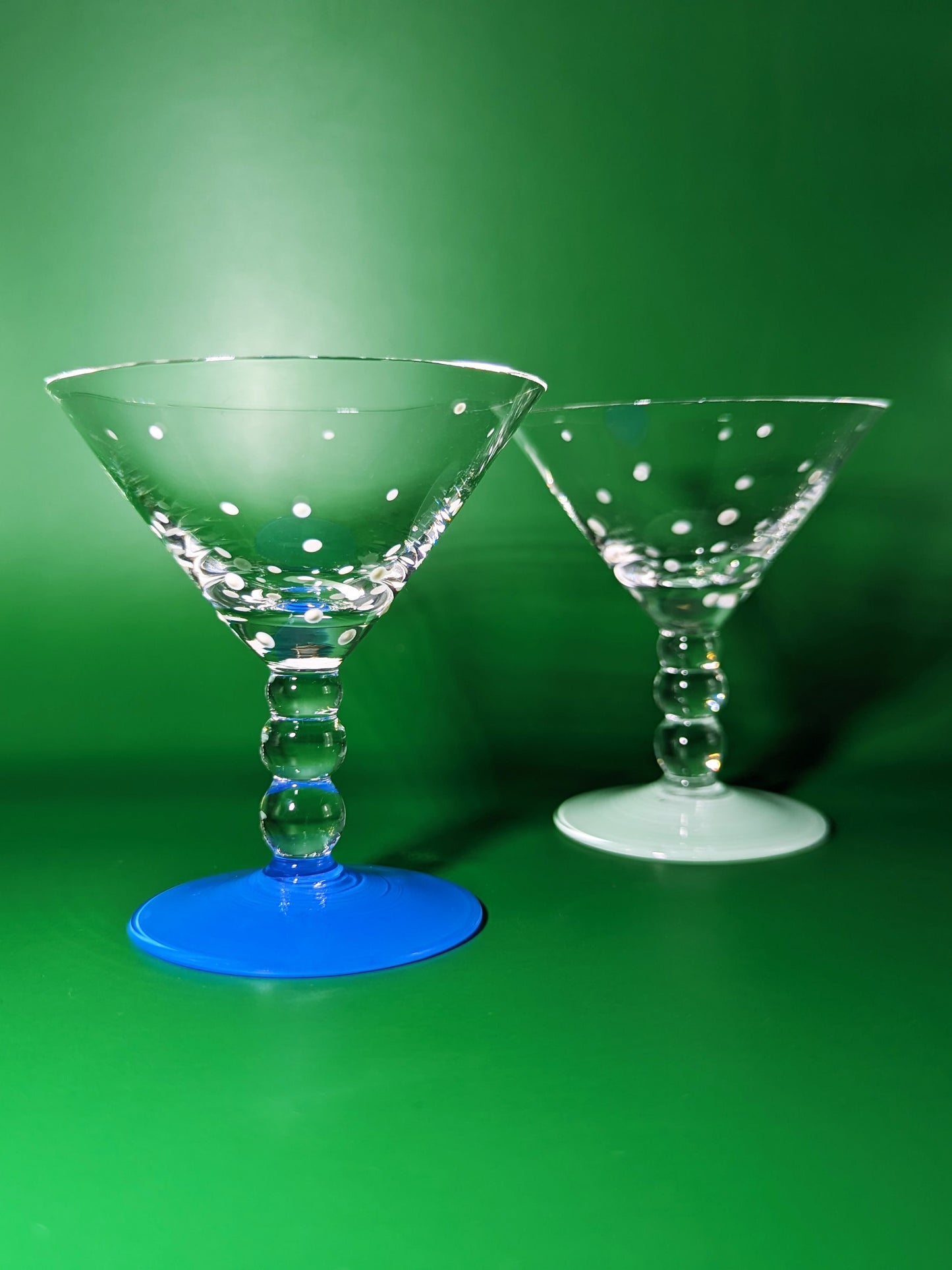 Blue and Pastel Mini Polka Dot Martini Glasses