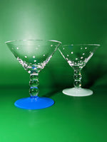Blue and Pastel Mini Polka Dot Martini Glasses