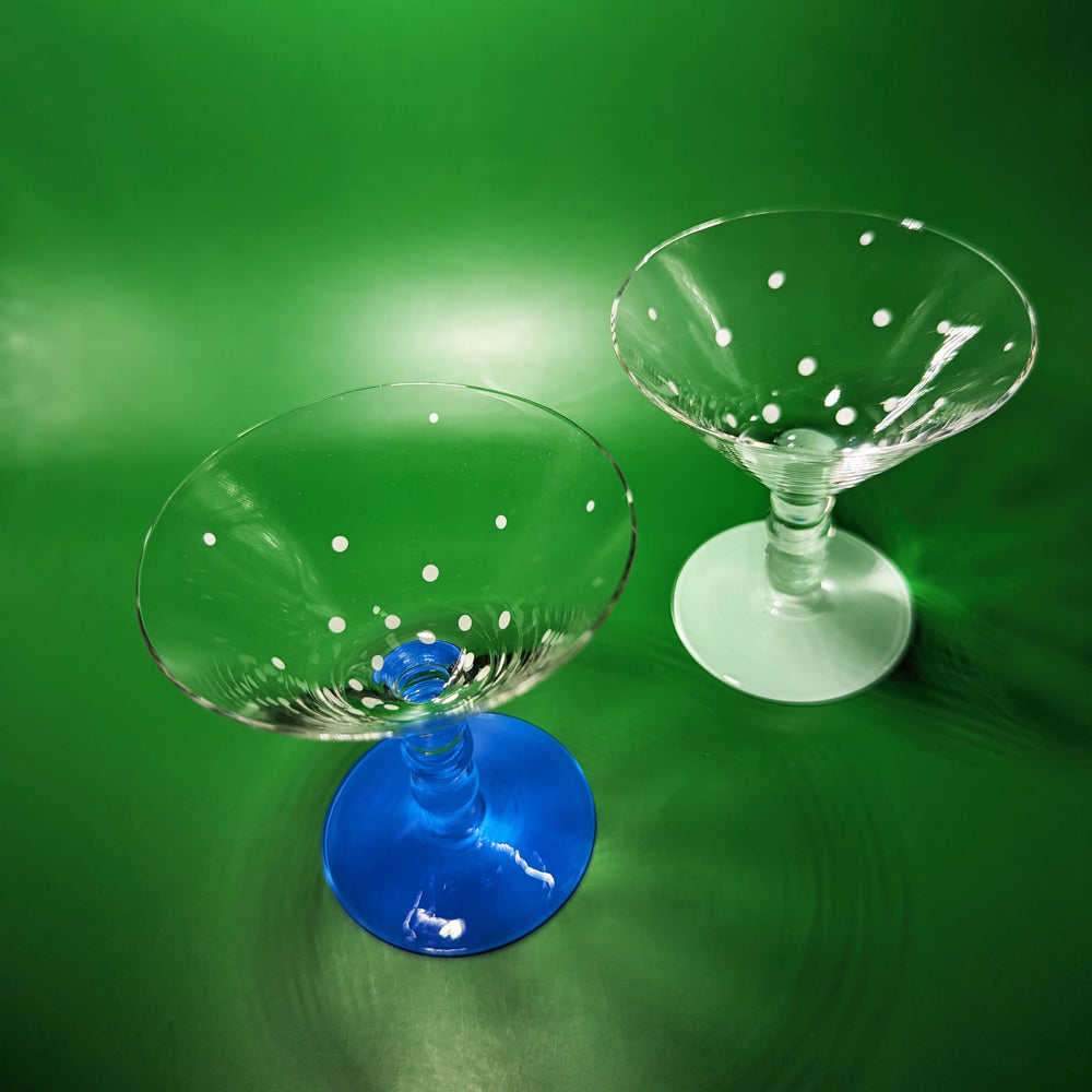 Blue and Pastel Mini Polka Dot Martini Glasses