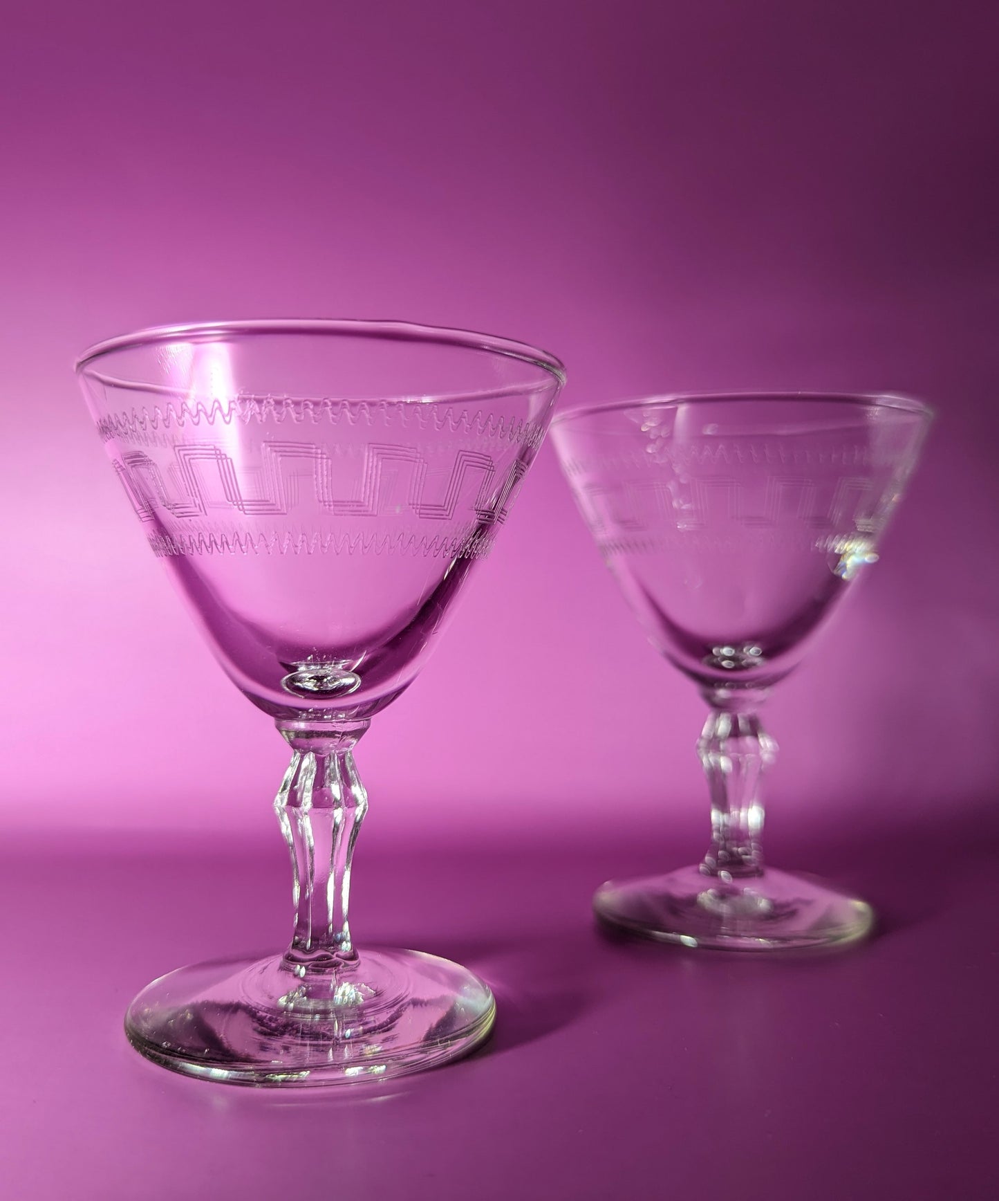 Pair of Vintage Mini Greek Key Tasting Glasses