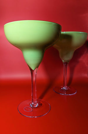 Pair of Vintage Green Margarita Glasses