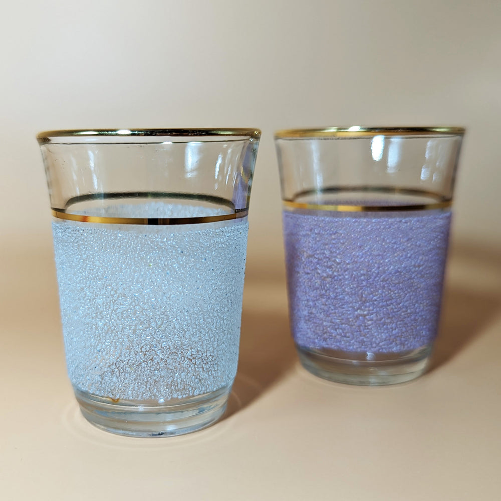 Pair of Vintage 1950s Purple and Blue Frosted Shot Glasses