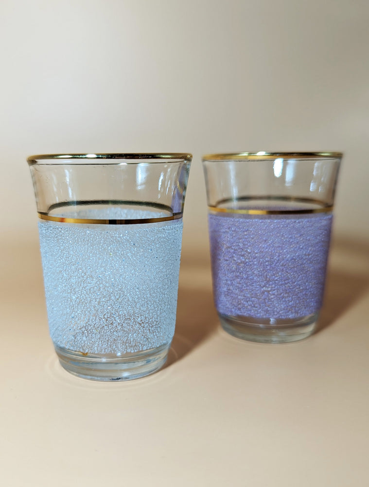 Pair of Vintage 1950s Purple and Blue Frosted Shot Glasses