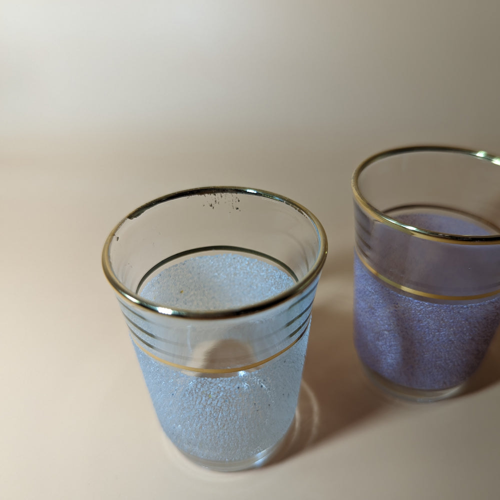 
                  
                    Pair of Vintage 1950s Purple and Blue Frosted Shot Glasses
                  
                