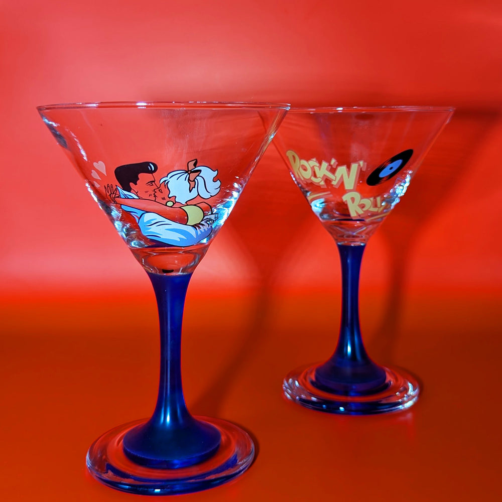 Pair of Vintage Rock 'n' Roll Martini Glasses