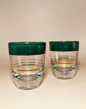 
            
                Load image into Gallery viewer, Pair of Vintage Dark Green Striped Shot Glasses
            
        