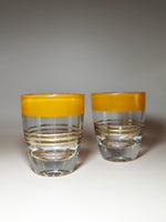 Pair of Vintage Yellow Striped Shot Glasses