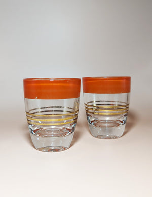 
            
                Load image into Gallery viewer, Pair of Vintage Orange Striped Shot Glasses
            
        