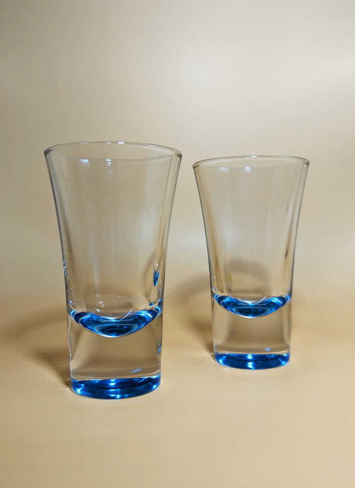 Pair of Vintage Disco Blue Shot Glasses