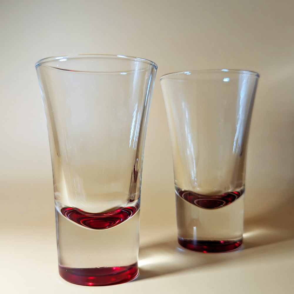 Pair of Vintage Disco Red Shot Glasses