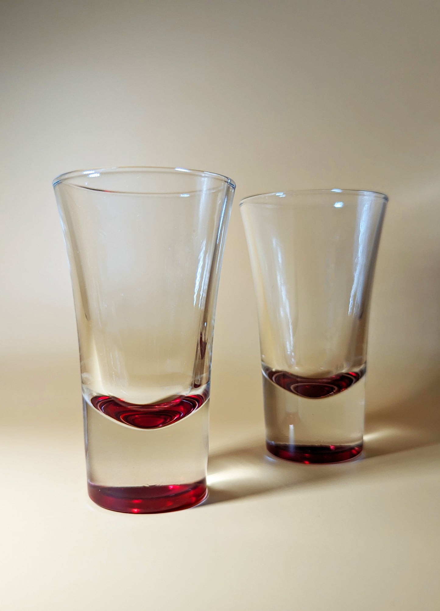 Pair of Vintage Disco Red Shot Glasses