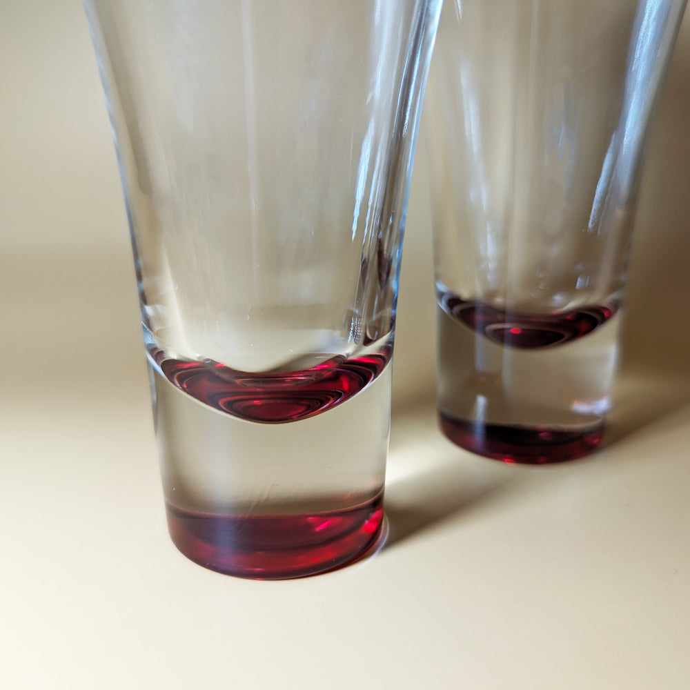 Pair of Vintage Disco Red Shot Glasses