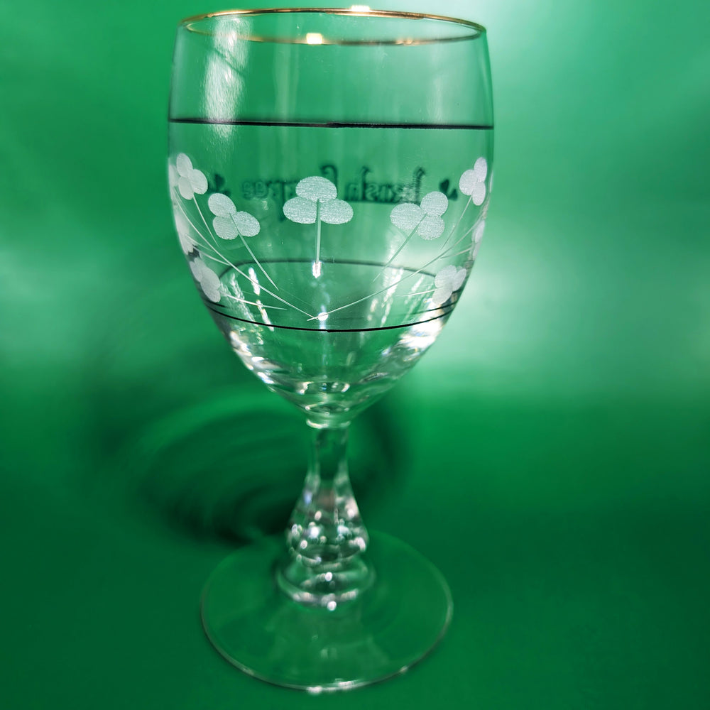 
                  
                    Pair of Vintage Irish Coffee Glasses with Engraved Shamrocks
                  
                