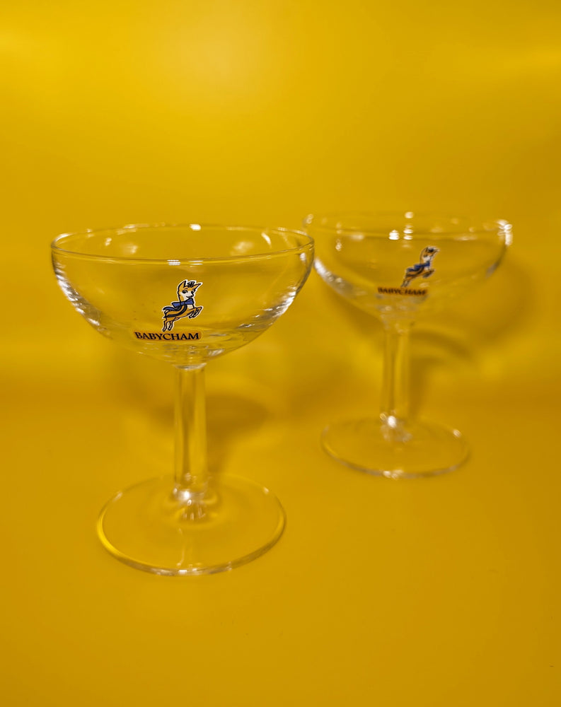 Pair of Vintage Babycham Coupe Glasses