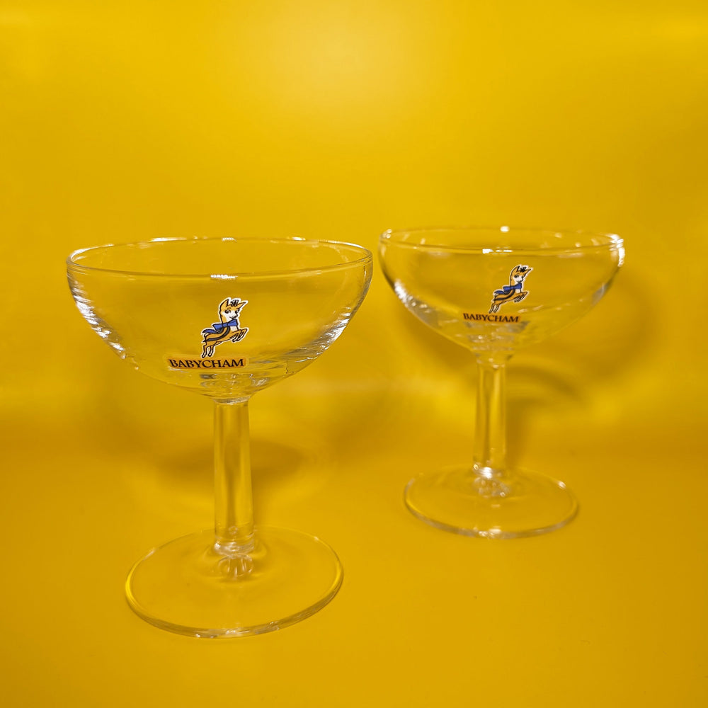 Pair of Vintage Babycham Coupe Glasses