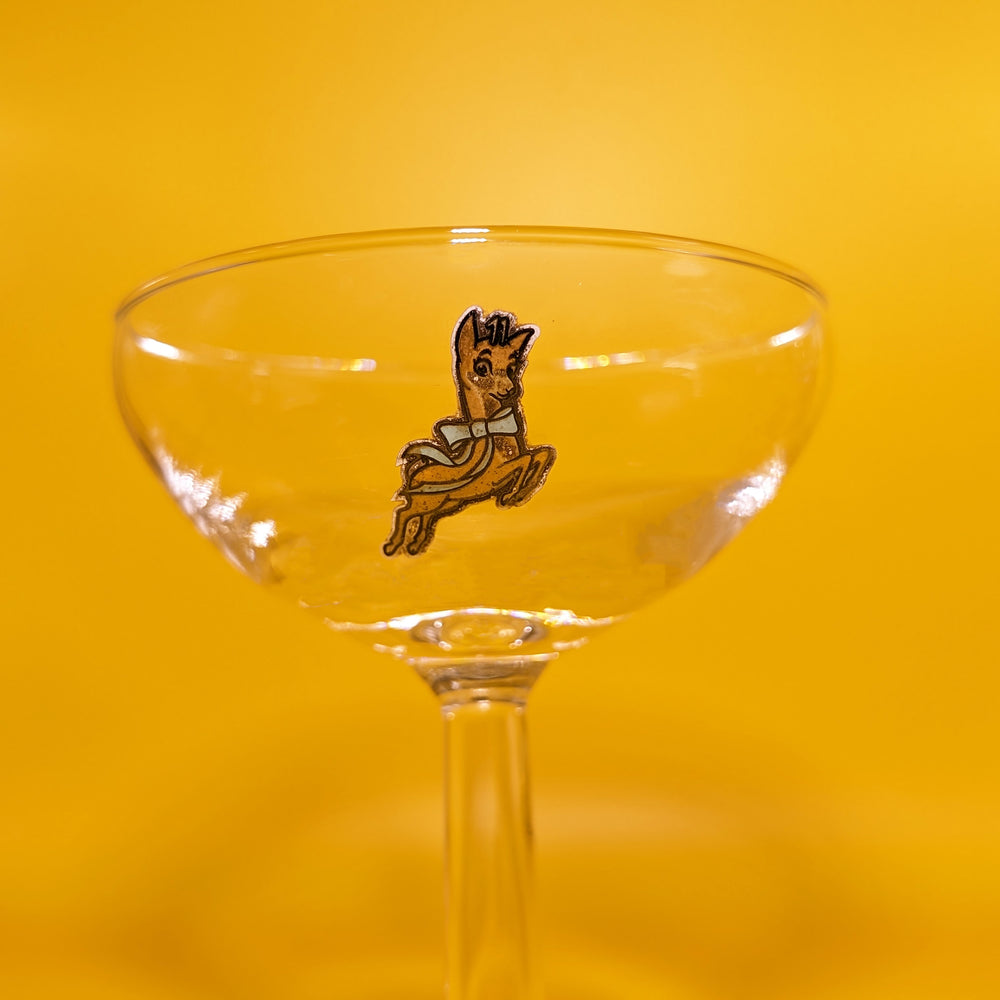 Pair of Rare Competition Prize Babycham Coupe Glasses